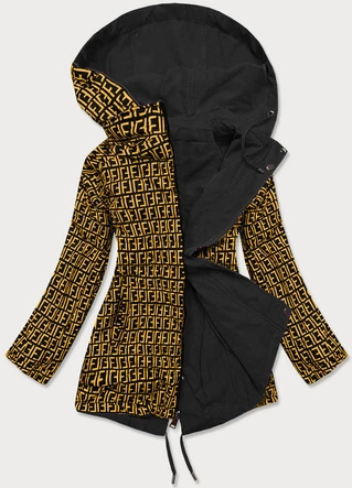 Dwustronna kurtka parka damska czarno/żółta (w703big)