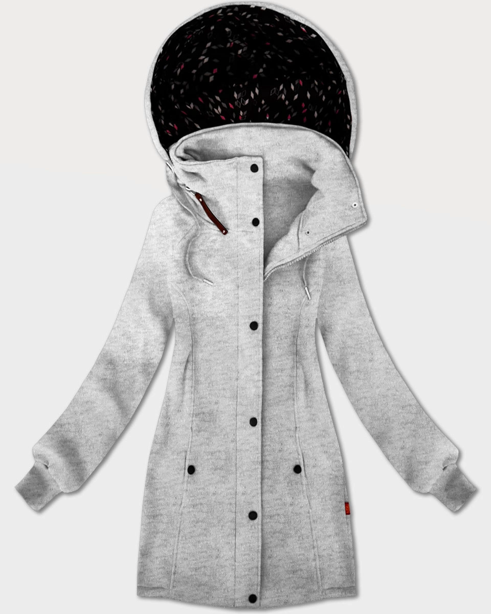 Bluza damska z kapturem i stójką LHD jasny szary (AMG-171)