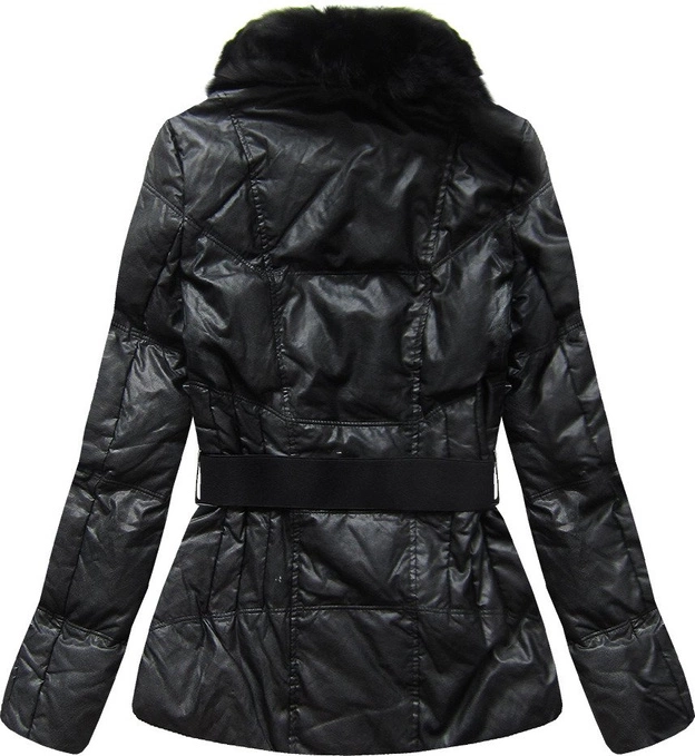 KURTKA Z EKOSKÓRY Z KAPTUREM CZARNA (1997)