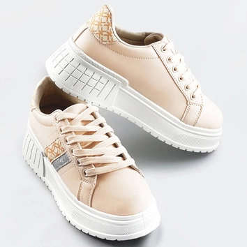 Sneakersy na grubej podeszwie beżowe (ad-576)