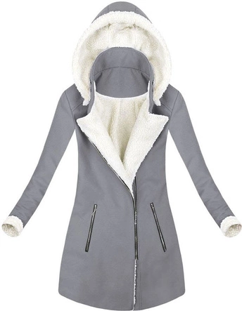 PŁASZCZ ZIMOWY Z KAPTUREM SZARY (MODEL10)