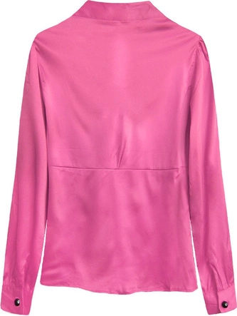 SATYNOWA KOSZULA Z WIĄZANĄ STÓJKĄ AMARANTOWA (X1066X)