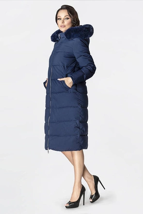 ZIMOWA DAMSKA KURTKA PUCHOWA GRANATOWA (OMDL-010)