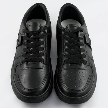Damskie sznurowane sneakersy czarne (21-q22)