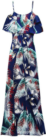 SUKIENKA MAXI W KWIATY GRANATOWO-CZERWONA (71138#)