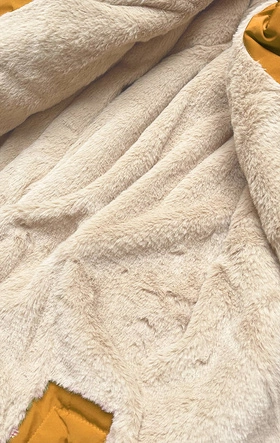 Ciepła kurtka zimowa damska żółto-beżowa (w559)