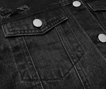 jeansowa damska kurtka z przetarciami czarna (POP5910-K)