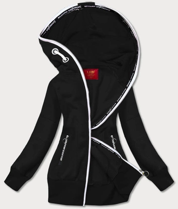 DAMSKA BLUZA DRESOWA Z KONTRASTOWYM ZAMKIEM CZARNA (AMG837A)