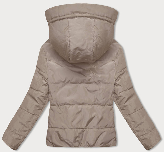 Dwustronna krótka kurtka z kapturem cappuccino-khaki (B8181-12011)