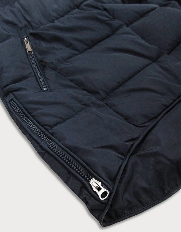 DAMSKA PIKOWANA ZIMOWA KURTKA Z KAPTUREM GRANATOWA (X859X)