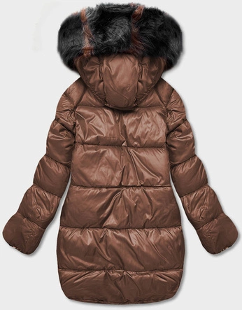 Dwustronna kurtka oversize czarno-brązowa (h-1088-01)