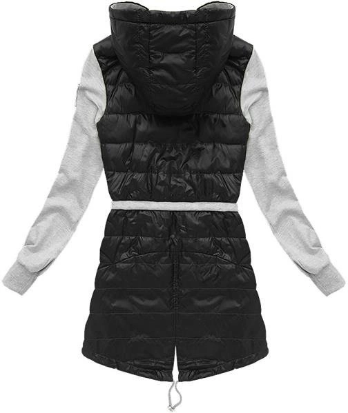 KURTKA Z DRESOWYMI RĘKAWAMI CZARNA (1683)