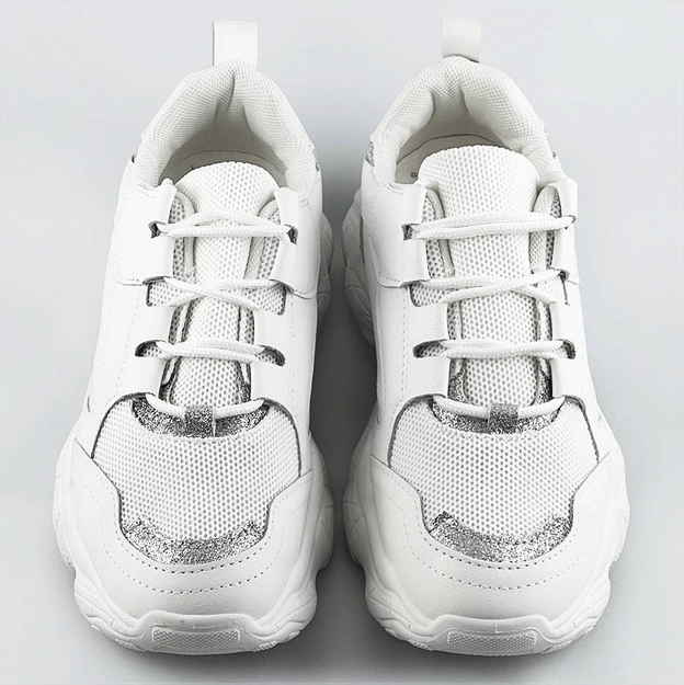 Sznurowane sneakersy damskie białe (172)