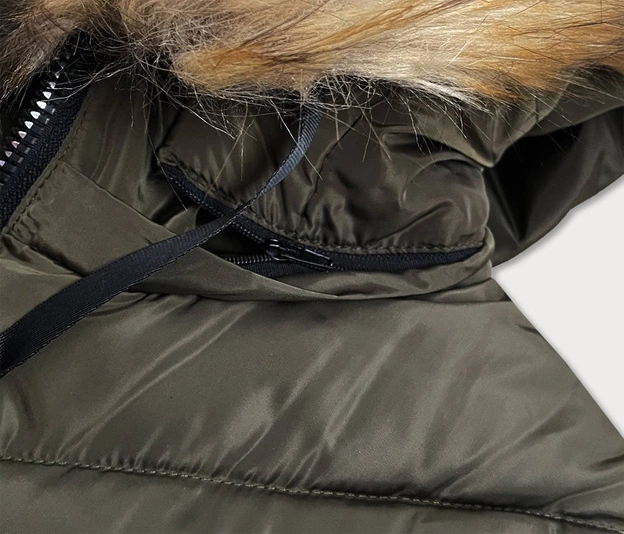 PIKOWANA DAMSKA KURTKA Z KAPTUREM KHAKI (957)