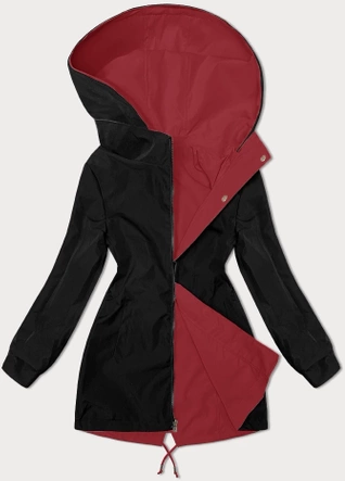 Cienka parka dwustronna damska czerwono-czarna (16M9081-270)