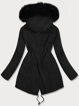 DAMSKA PARKA ZIMOWA NA MISIU CZARNA (W378BIG)