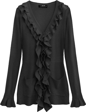 SWETER Z FALBANAMI CZARNY (X1579X)