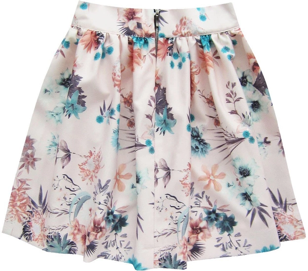 WZORZYSTA SPÓDNICA Z ZAMKIEM PUDROWY RÓŻ (89ART)