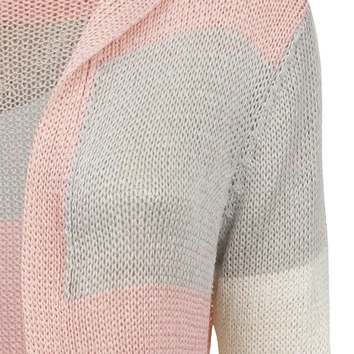 DŁUGI SWETER Z KAPTUREM RÓŻOWO-SZARY (122ART)