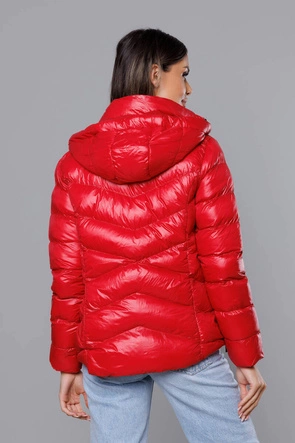Krótka kurtka zimowa damska czerwona (23066-(270)(1))