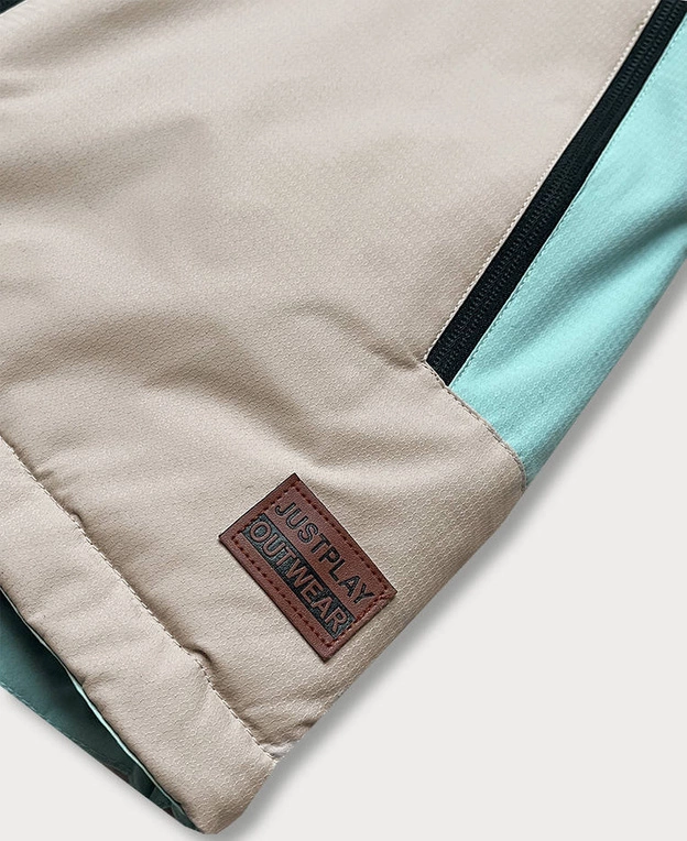 KURTKA NARCIARSKA DAMSKA MIĘTOWO - BEŻOWA (B2382)