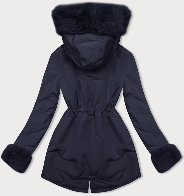 Krótka parka zimowa na futerku granatowa (16M9062-215)