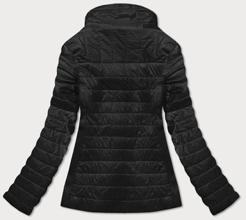 Cienka kurtka damska z dzianinowymi wstawkami czarna (rqw-7013)