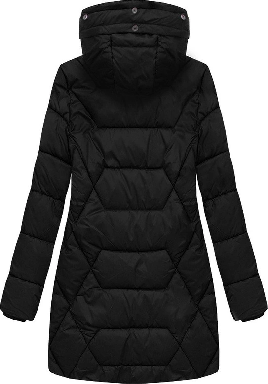PIKOWANA KURTKA Z KAPTUREM CZARNA (B2644)