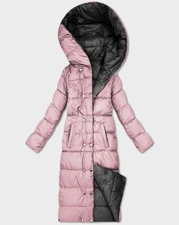 Dwustronna zimowa kurtka do kolan Minority grafit-róż (P3-6017-27+52)