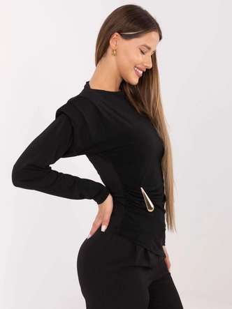Elegancka bluzka na poduszkach czarna (21898)