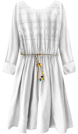 BAWEŁNIANA SUKIENKA W STYLU BOHO HAFTOWANA BIAŁA (212ART)
