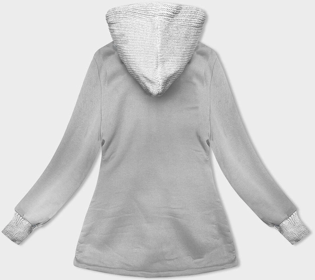 Damska bluza ze swetrowym kapturem jasnoszara (AMG-312A)