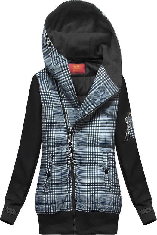 Bluza z łączonych materiałów granatowo-czarna (AMG-611A)