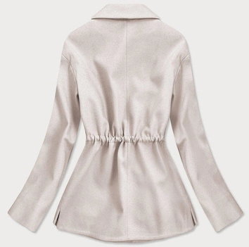 Luźny krótki płaszcz damski ecru (2727)