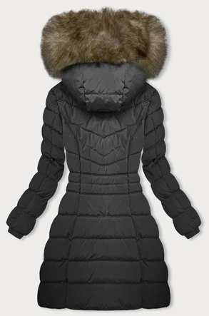Puchowa zimowa kurtka damska czarna (LHD-23032)