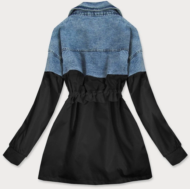 KURTKA Z ŁĄCZONYCH MATERIAŁÓW JEANS-CZARNA (T22-8084)