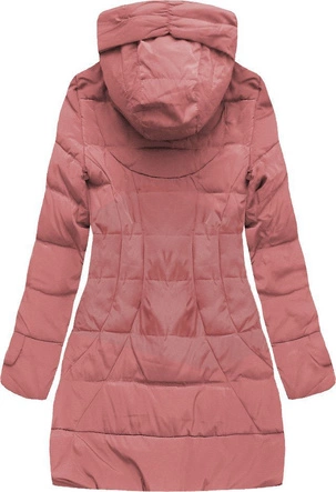 ZIMOWA KURTKA DAMSKA Z KAPTUREM RÓŻOWA (X1976X)