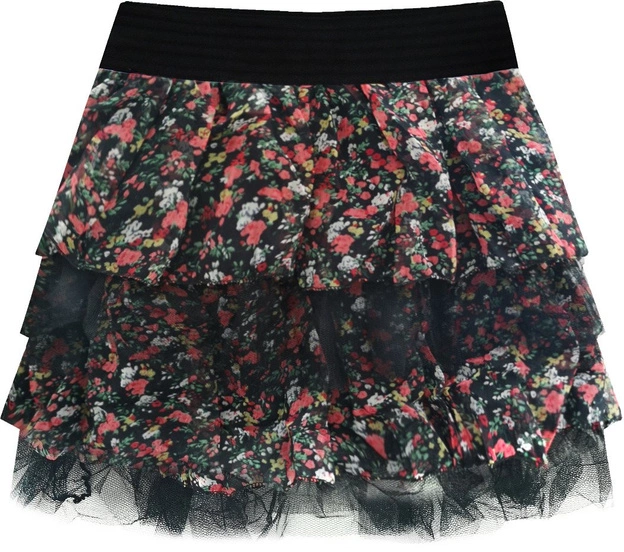 SPÓDNICA W KWIATY CZARNA (2235/2)