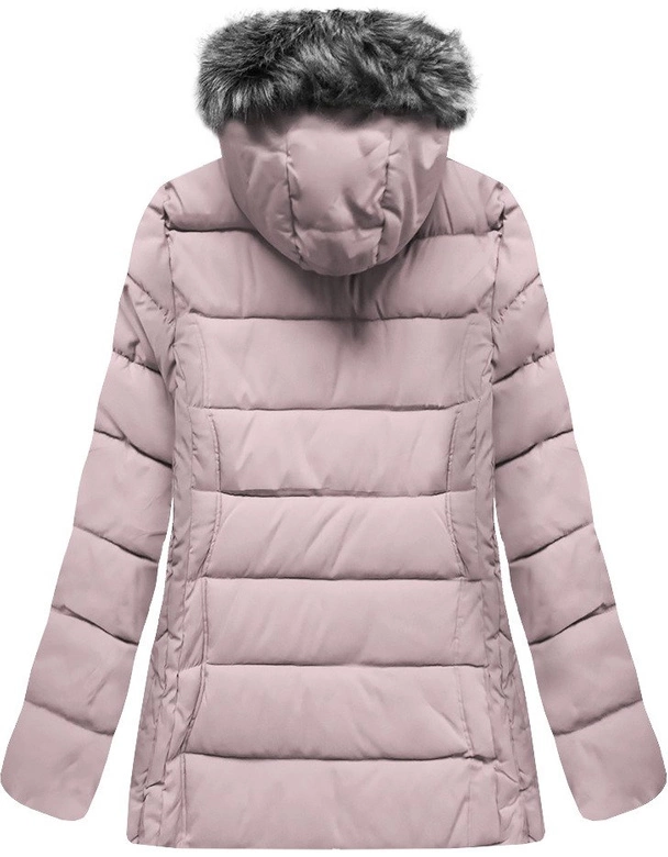 PIKOWANA KURTKA Z KAPTUREM JASNORÓŻOWA (R9505)