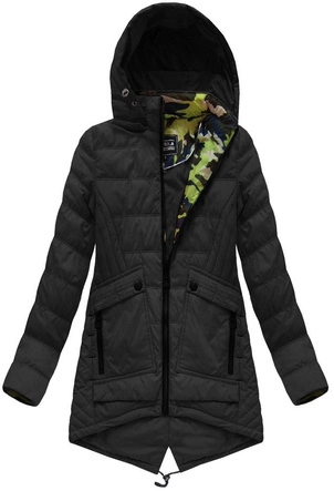 KURTKA Z KAPTUREM CZARNA (W786)