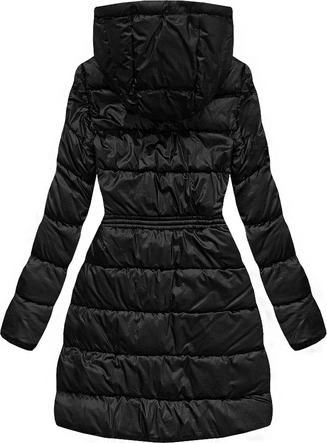 Ortalionowa dłuższa zimowa kurtka damska czarna (j9-005)