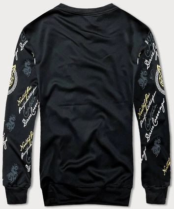 Męska bluza z nadrukiem czarna (8B1106-3)