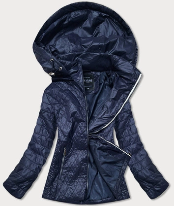 Pikowana kurtka damska granatowa (rqw-7009)