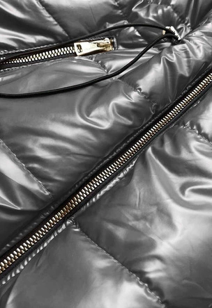 Błyszcząca kamizelka z kapturem grafitowa (b8130-70)