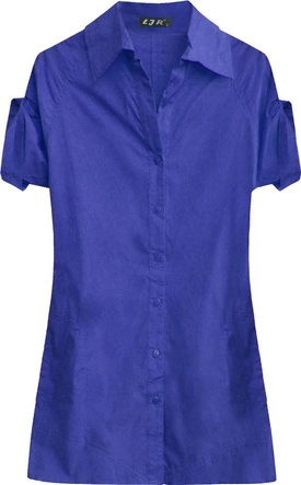 BAWEŁNIANA KOSZULA Z PASKIEM CHABROWA (X1035X)