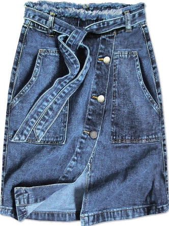 SPÓDNICA JEANSOWA Z PASKIEM NIEBIESKA (H8339)