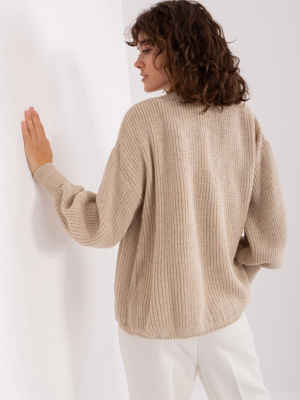 Dwuczęściowy komplet top + sweter beżowy (8019)