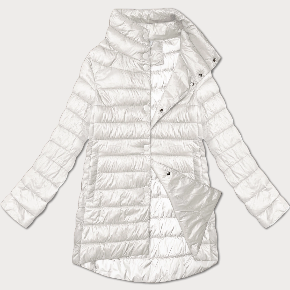 Pikowana kurtka damska ze stójką Minority ecru (P3-6908-12)