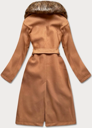 DAMSKI PŁASZCZ Z FUTERKIEM KARMELOWY (SASKIA)