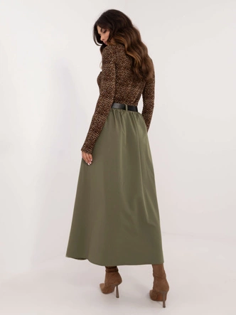 Rozkloszowana spódnica maxi khaki (19720)